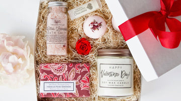 Valentine's Gift Set with Candle and Spa Items - Little Flower Soap Co