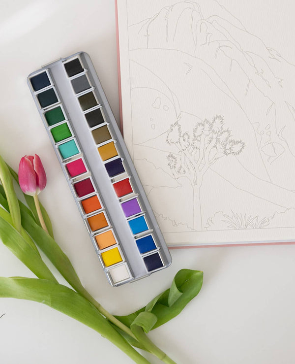 24 Color Watercolor Paint Palette - Little Flower Soap Coartart suppliesart supplies