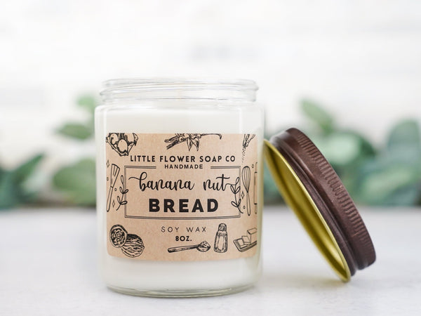Banana Nut Bread - 8oz Soy Wax Candle - Little Flower Soap Co