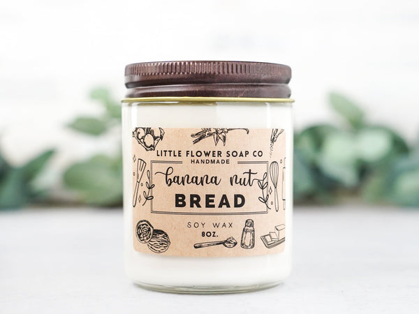 Banana Nut Bread - 8oz Soy Wax Candle - Little Flower Soap Co