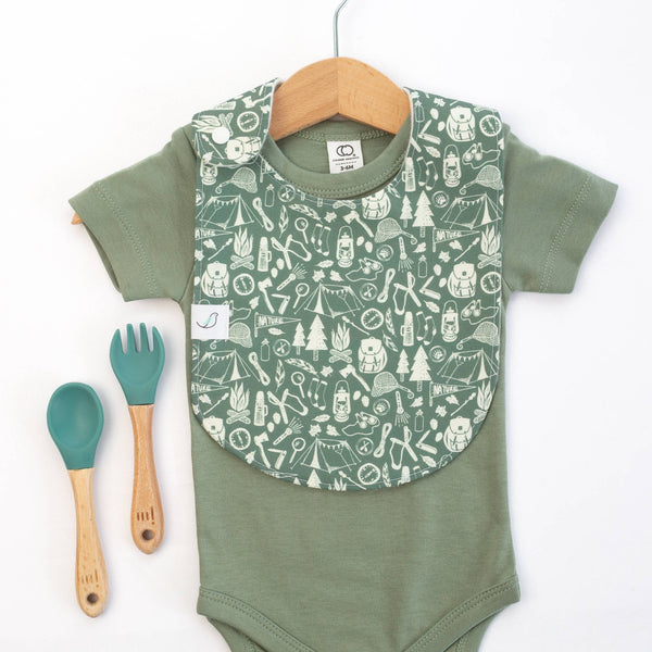 Camping Print Snap Bib - Little Flower Soap Co