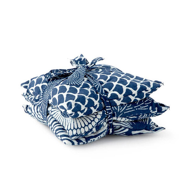 Set of 3 indigo cotton lavender chamomile sleep sachets for relaxation and aromatherapy