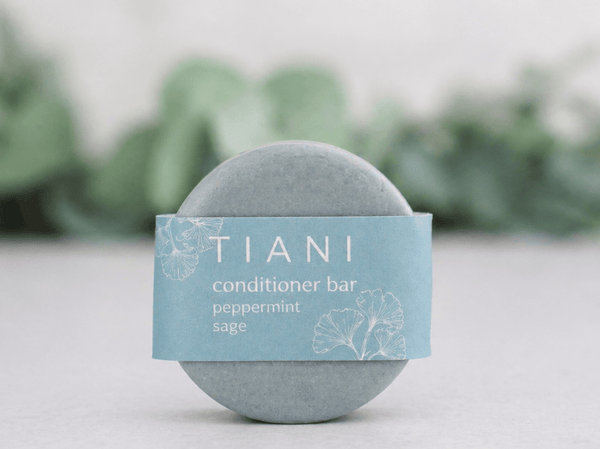 round Tiani conditioner bar peppermint sage 3oz 