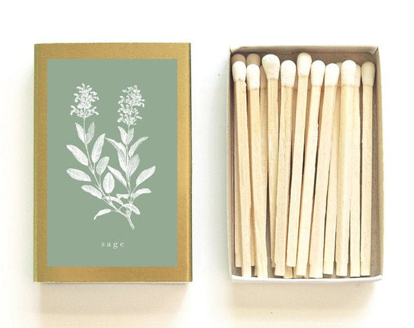 Decorative Botanical Match Box - Sage - Little Flower Soap Co