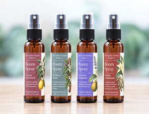 Essential Oil Room Spray Sampler | Four 2 oz Scents - Little Flower Soap Coessential oil room spraylavender room spraylemon rosewood room sprayRoom Spray