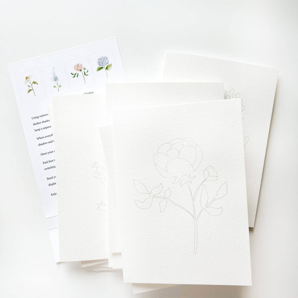 Garden Flowers Paintable Watercolor Note Card Set - Little Flower Soap Co