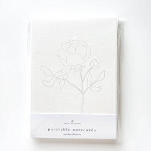 Garden Flowers Paintable Watercolor Note Card Set - Little Flower Soap Co