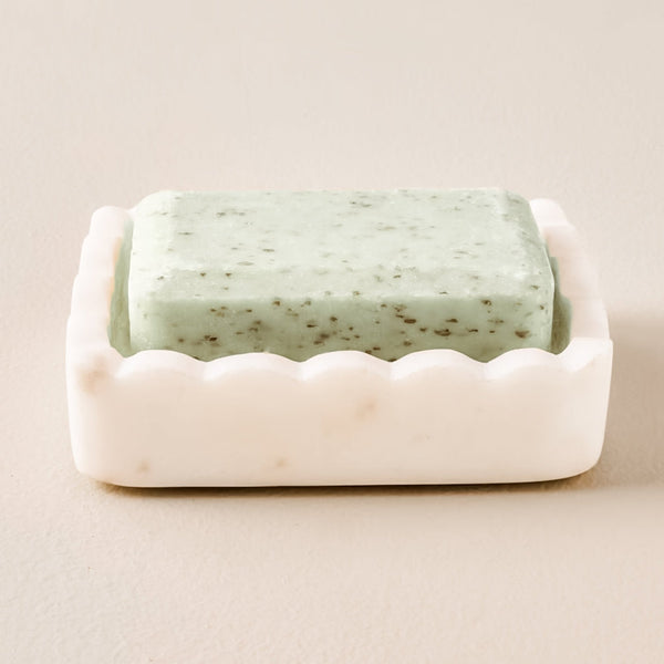Hand Carved Marble Scalloped Soap Dish - Little Flower Soap Co