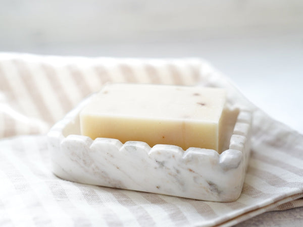 Hand Carved Marble Scalloped Soap Dish - Little Flower Soap Co
