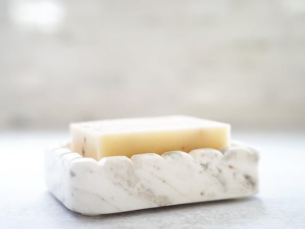 Hand Carved Marble Scalloped Soap Dish - Little Flower Soap Co