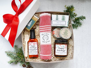Happy Holidays Complete Home Spa Day Christmas Gift Box - Little Flower Soap CoReachDeskReachdesk