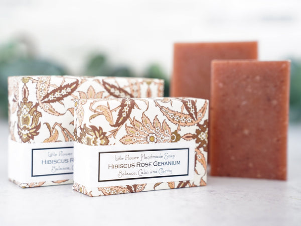 Hibiscus Rose Geranium - Large Bar Soap 6oz - Little Flower Soap Co