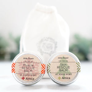 Holiday Wellness Gift Set – Muscle Rescue and Skin Rescue Balms - Little Flower Soap CoChristmasGift for mengifts for herStocking Stuffer