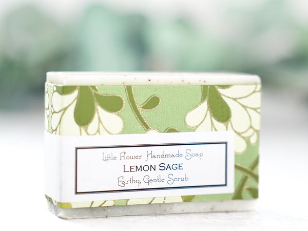 Lemon Sage Apricot Scrub - Handmade Bar Soap - Little Flower Soap Co