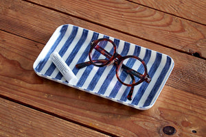 Linen Tray - White Blue Stripe - Little Flower Soap Co