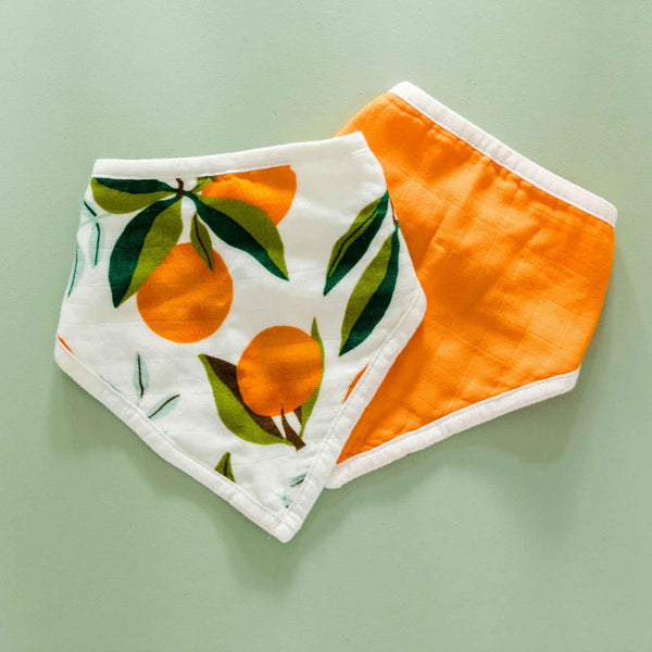 Little Cutie Muslin Bib Set of 2 - Orange Blossom Baby Shower - Little Flower Soap Co