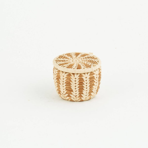 Miniature Pine Needle Basket with Lid - Little Flower Soap Co