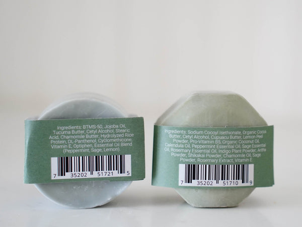 Peppermint Sage Shampoo & Conditioner Bar Set - Little Flower Soap CoBath and Showerconditioner barEco Friendlyshampoo