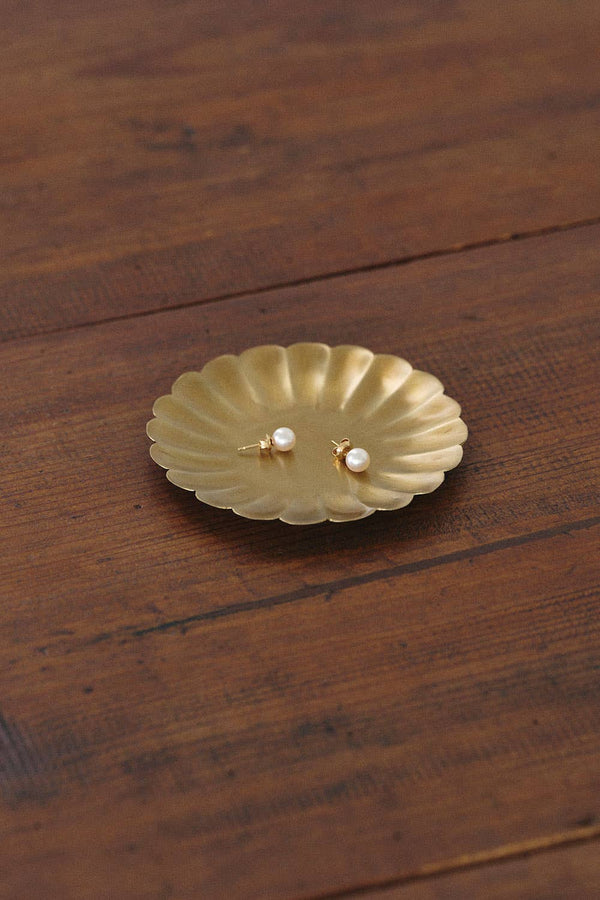 Petal - Edge Brass Trinket Dish – Scalloped Jewelry Tray for Nightstand, Vanity, or Entryway - Little Flower Soap Co
