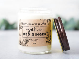 Saffron and Red Ginger - 8oz Soy Wax Candle - Little Flower Soap Co