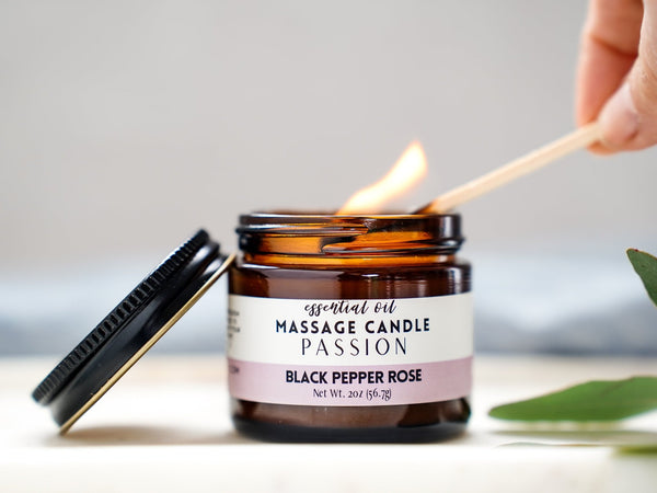 Serene Massage Oil Candle - Vetiver, Cardamom with Black Pepper & Vanilla - Little Flower Soap Co