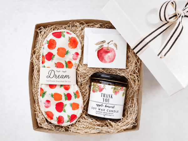 apple themed curated gift box Thank you candle for teacher 