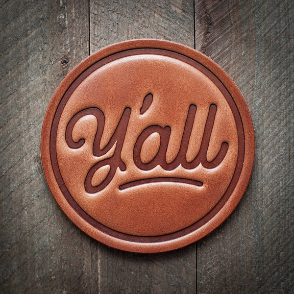 Y'all Leather Coaster - Little Flower Soap Co