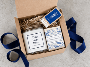Your Logo Aromatherapy Candle and Soap Gift Set - Little Flower Soap CoSpa Gift Box
