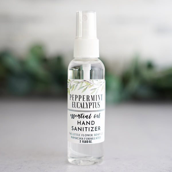 Natural lavender citrus sanitizer spray with essential oils and 80% alcohol.