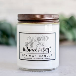 Balance and Uplift Essential Oil - 8oz Soy Wax Candle - Little Flower Soap Co