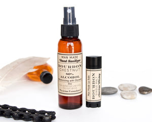 Bourbon Gift Set - 2oz Hand Sanitizer and Bourbon Lip Balm - Little Flower Soap Co