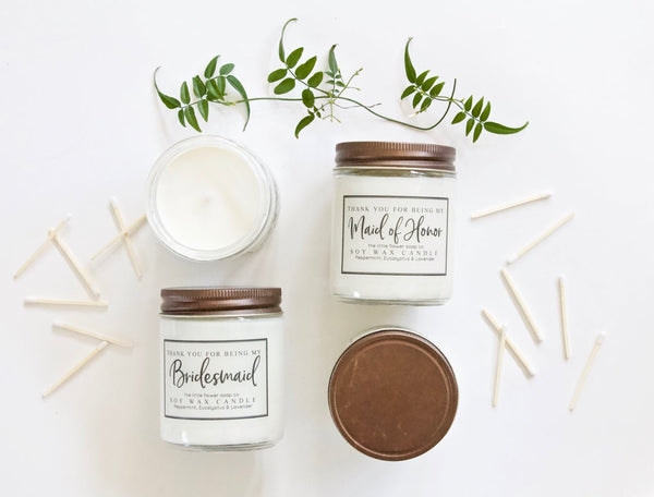Bridesmaid Thank You Gift with Candle and Bath Salt - Little Flower Soap Co