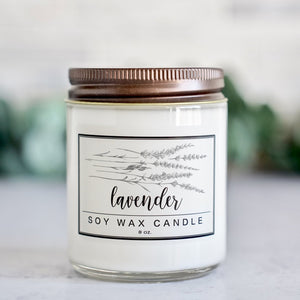 Lavender Essential Oil - 8oz Soy Wax Candle - Little Flower Soap Co