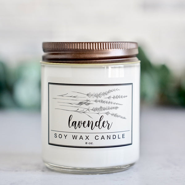 Lemon Verbena Essential Oil - 8oz Soy Wax Candle - Little Flower Soap Co